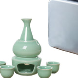 Maxbell Japanese Sake Set with Warmer Chinese Sake Set for Tea Party Home Restaurant green