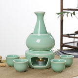 Maxbell Japanese Sake Set with Warmer Chinese Sake Set for Tea Party Home Restaurant green