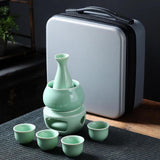 Maxbell Japanese Sake Set with Warmer Chinese Sake Set for Tea Party Home Restaurant green
