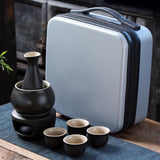 Maxbell Japanese Sake Set with Warmer Chinese Sake Set for Tea Party Home Restaurant black