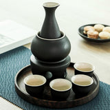 Maxbell Japanese Sake Set with Warmer Chinese Sake Set for Tea Party Home Restaurant black