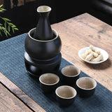 Maxbell Japanese Sake Set with Warmer Chinese Sake Set for Tea Party Home Restaurant black