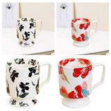 Maxbell Coffee Mug Floral Tea Cup Drinking Cup Drinking Cup for Espresso Coffee Milk black