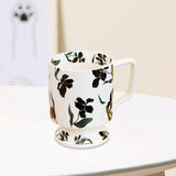 Maxbell Coffee Mug Floral Tea Cup Drinking Cup Drinking Cup for Espresso Coffee Milk black