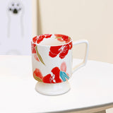 Maxbell Coffee Mug Floral Tea Cup Drinking Cup Drinking Cup for Espresso Coffee Milk red