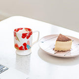 Maxbell Coffee Mug Floral Tea Cup Drinking Cup Drinking Cup for Espresso Coffee Milk red