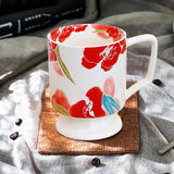 Maxbell Coffee Mug Floral Tea Cup Drinking Cup Drinking Cup for Espresso Coffee Milk red