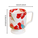 Maxbell Coffee Mug Floral Tea Cup Drinking Cup Drinking Cup for Espresso Coffee Milk red