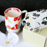 Maxbell Coffee Mug Floral Tea Cup Drinking Cup Drinking Cup for Espresso Coffee Milk red