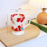 Maxbell Coffee Mug Floral Tea Cup Drinking Cup Drinking Cup for Espresso Coffee Milk red