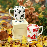 Maxbell Coffee Mug Floral Tea Cup Drinking Cup Drinking Cup for Espresso Coffee Milk red