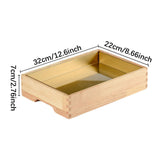 Maxbell Ice Serving Tray Cold Food Buffet Server Platter Wood for Hotels Buffet Home Rectangle S
