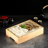 Maxbell Ice Serving Tray Cold Food Buffet Server Platter Wood for Hotels Buffet Home Rectangle S