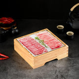 Maxbell Ice Serving Tray Cold Food Buffet Server Platter Wood for Hotels Buffet Home Square S