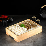 Maxbell Ice Serving Tray Wooden Ice Chilled Ice Platter for Home Wedding Celebration L Rectangle