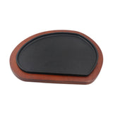 Maxbell Cast Iron Steak Plate Wood Tray Nonstick Fajita Pan for Camping Kitchen Home