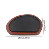 Maxbell Cast Iron Steak Plate Wood Tray Nonstick Fajita Pan for Camping Kitchen Home