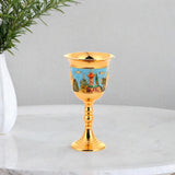 Maxbell Vintage Medieval Goblet Sturdy Pattern Drinking Glass for Blessing Party Bar light blue