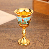 Maxbell Vintage Medieval Goblet Sturdy Pattern Drinking Glass for Blessing Party Bar light blue