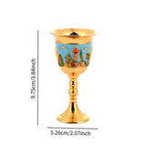 Maxbell Vintage Medieval Goblet Sturdy Pattern Drinking Glass for Blessing Party Bar light blue
