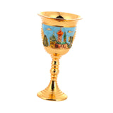 Maxbell Vintage Medieval Goblet Sturdy Pattern Drinking Glass for Blessing Party Bar light blue
