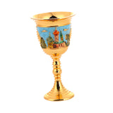 Maxbell Vintage Medieval Goblet Sturdy Pattern Drinking Glass for Blessing Party Bar light blue