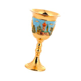 Maxbell Vintage Medieval Goblet Sturdy Pattern Drinking Glass for Blessing Party Bar light blue