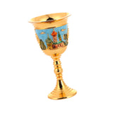 Maxbell Vintage Medieval Goblet Sturdy Pattern Drinking Glass for Blessing Party Bar light blue