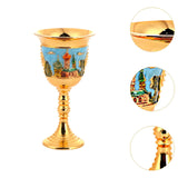 Maxbell Vintage Medieval Goblet Sturdy Pattern Drinking Glass for Blessing Party Bar light blue