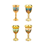 Maxbell Vintage Medieval Goblet Sturdy Pattern Drinking Glass for Blessing Party Bar light blue