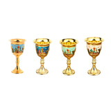 Maxbell Vintage Medieval Goblet Sturdy Pattern Drinking Glass for Blessing Party Bar light blue
