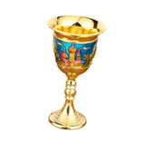 Maxbell Vintage Medieval Goblet Sturdy Pattern Drinking Glass for Blessing Party Bar blue
