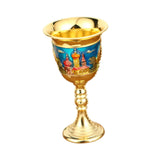 Maxbell Vintage Medieval Goblet Sturdy Pattern Drinking Glass for Blessing Party Bar blue