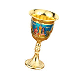 Maxbell Vintage Medieval Goblet Sturdy Pattern Drinking Glass for Blessing Party Bar blue