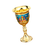 Maxbell Vintage Medieval Goblet Sturdy Pattern Drinking Glass for Blessing Party Bar blue