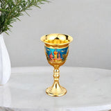 Maxbell Vintage Medieval Goblet Sturdy Pattern Drinking Glass for Blessing Party Bar blue