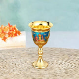 Maxbell Vintage Medieval Goblet Sturdy Pattern Drinking Glass for Blessing Party Bar blue