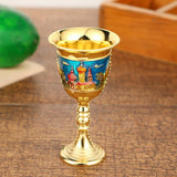 Maxbell Vintage Medieval Goblet Sturdy Pattern Drinking Glass for Blessing Party Bar blue