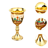 Maxbell Vintage Medieval Goblet Sturdy Pattern Drinking Glass for Blessing Party Bar light pink