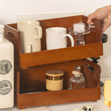Maxbell Wood Coffee Cup Holder Coffee Bar Organizer for Creamer Stirrers Tea Packets