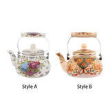 Maxbell Enamel Tea Kettle 2.5L Teakettle Hot Water Tea Kettle for Home Camping Hotel Style A