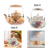Maxbell Enamel Tea Kettle 2.5L Teakettle Hot Water Tea Kettle for Home Camping Hotel Style A