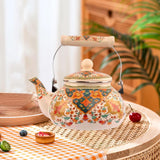 Maxbell Enamel Tea Kettle 2.5L Teakettle Hot Water Tea Kettle for Home Camping Hotel Style B