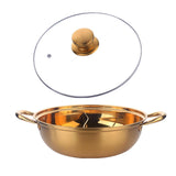 Maxbell Hot Pot with Divider Stainless Steel Hot Pot for Family Gathering Home Party gold