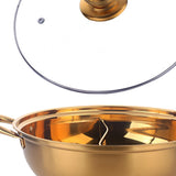 Maxbell Hot Pot with Divider Stainless Steel Hot Pot for Family Gathering Home Party gold