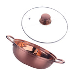 Maxbell Hot Pot with Divider Stainless Steel Hot Pot for Family Gathering Home Party rose gold