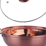 Maxbell Hot Pot with Divider Stainless Steel Hot Pot for Family Gathering Home Party rose gold