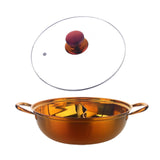 Maxbell Hot Pot with Divider Stainless Steel Hot Pot for Family Gathering Home Party gold Red