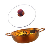 Maxbell Hot Pot with Divider Stainless Steel Hot Pot for Family Gathering Home Party gold Red