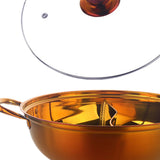 Maxbell Hot Pot with Divider Stainless Steel Hot Pot for Family Gathering Home Party gold Red